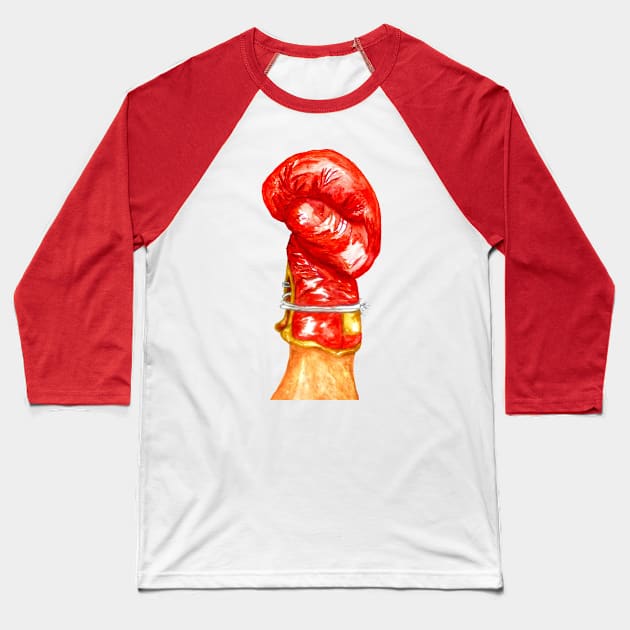 Red Boxing Glove Baseball T-Shirt by AnnArtshock